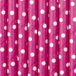 PALHINHAS DE PAPEL ROSA CHOQUE COM PINTAS