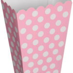 Caixa de pipocas rosa bolinhas