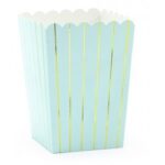 CAIXAS PIPOCAS AZUL CLARO C/ RISCAS DOURADO