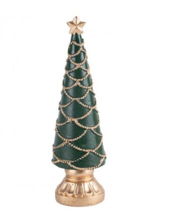 Árvore de Natal Resina Verde e Dourada 6x20cm